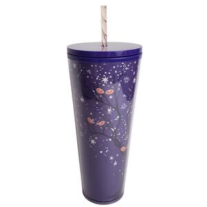 Starbucks Purple Halloween Tree‎ Glow In The Dark 24 oz Venti Tumbler Cup